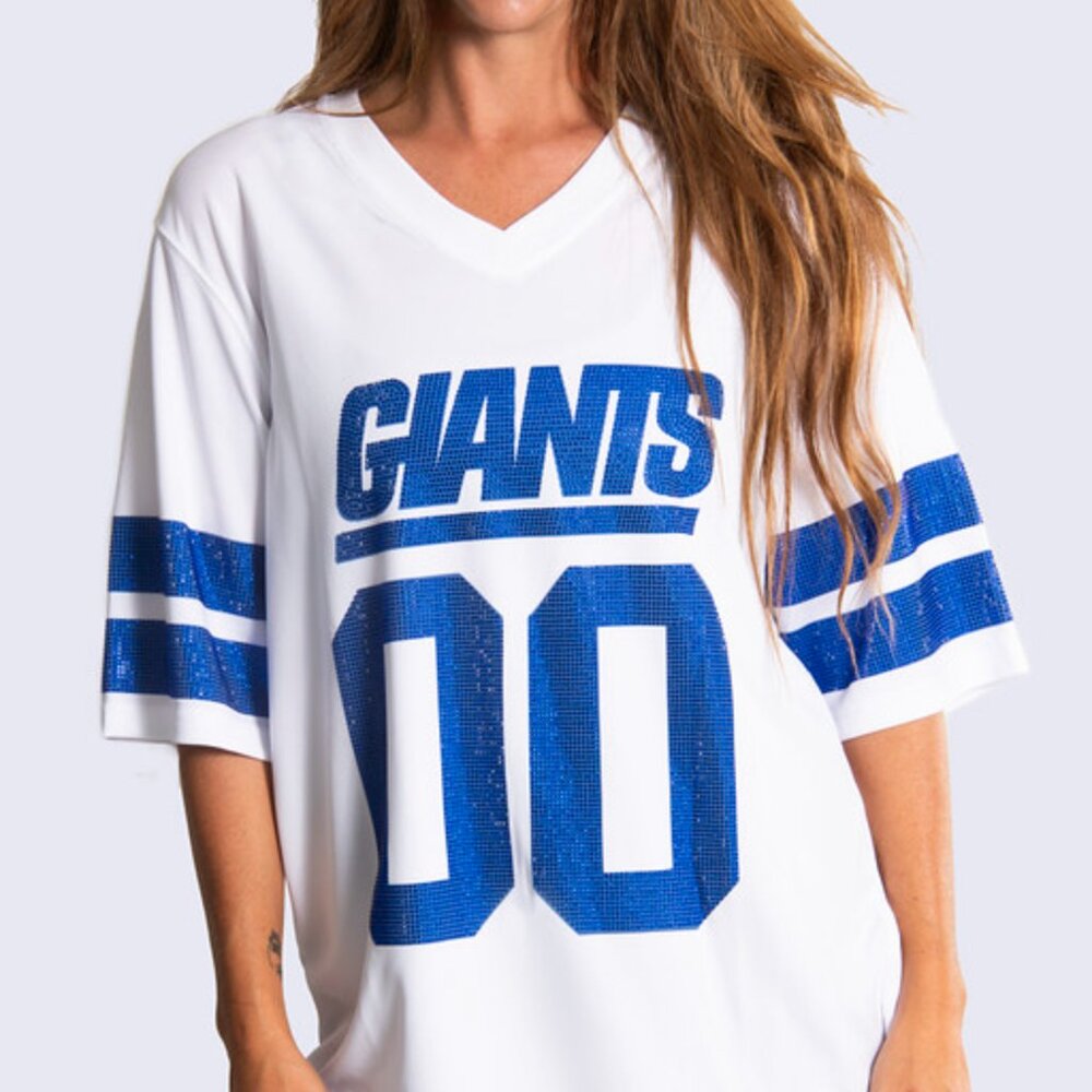 NFL Licensed White Tunic Crystal Pullover Jersey--New York Giants